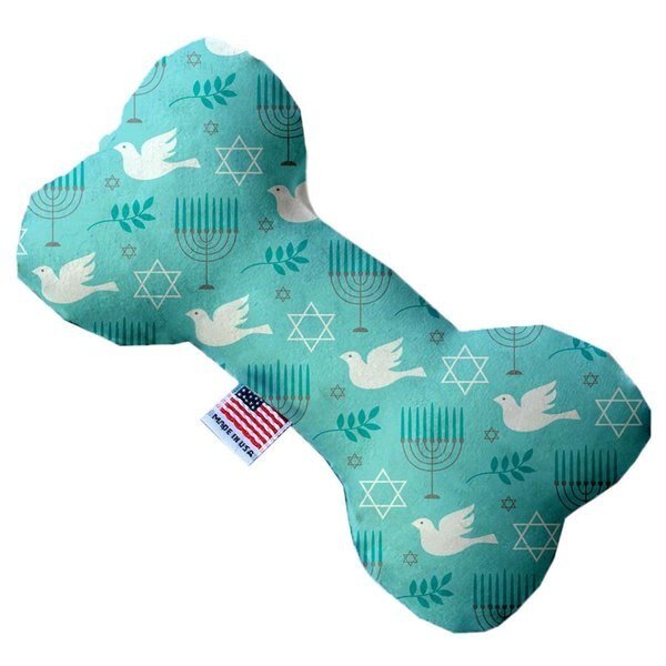 Peace & Hanukkah 10 in. Stuffing Free Bone Dog Toy, Mirage Pet Products, Mfr#: 1294-SFTYBN10